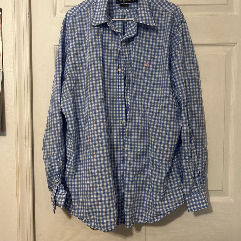 Ralph Lauren Blue and White Checkered Shirt